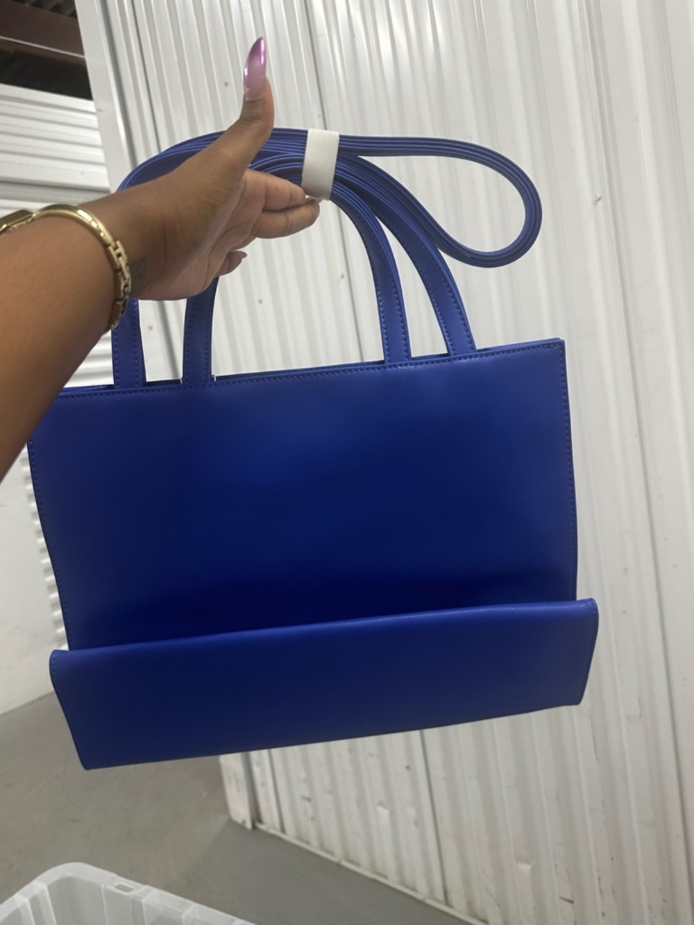 Telfar Royal Blue Shopping Tote with Embossed Logo - Picture 2 of 2